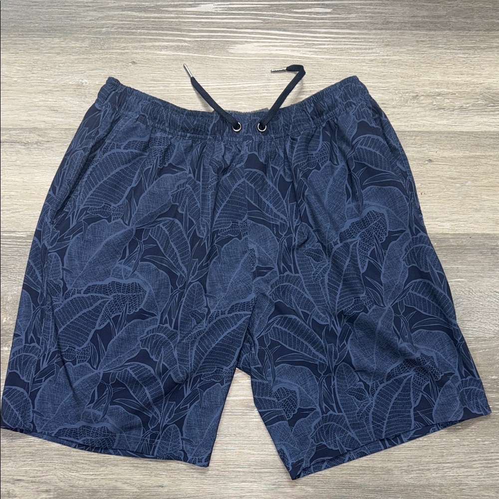 Tailor Vintage Dark Blue Leaf Pattern Board Shorts